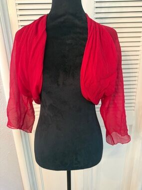 Sutton Studio Vibrant Red Silk Shrug